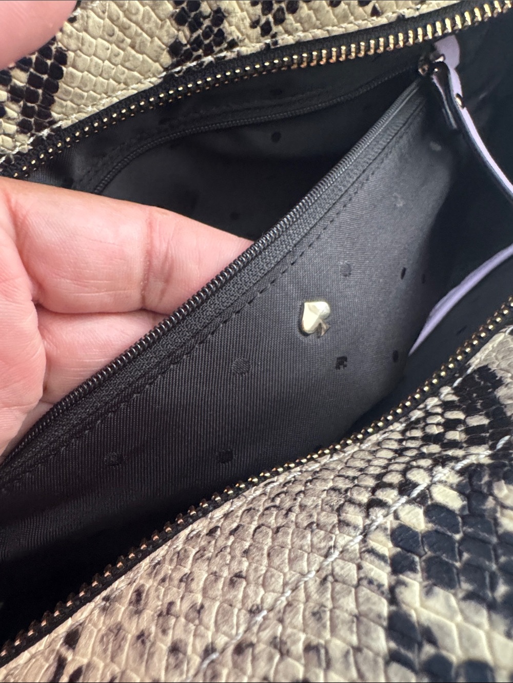 kate spade Lilac Satchel with Yellow Snake-Accent Trim - Picture 5 of 16